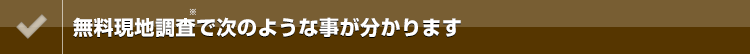 無料現地調査で次のような事が分かります